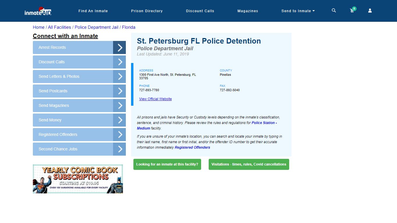 St. Petersburg FL Police Detention FL - Arrests, Warrants - InmateAid